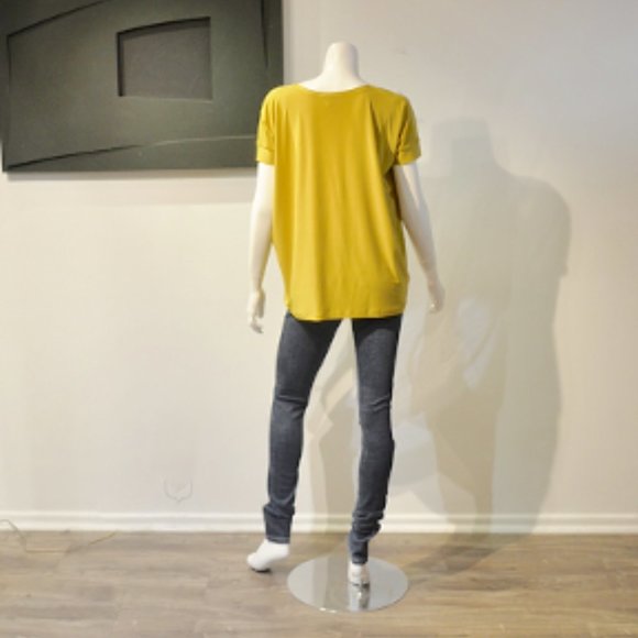 Ochre Waterfall Ruffle V Neck Short Sleeve Top - Picture 5 of 7